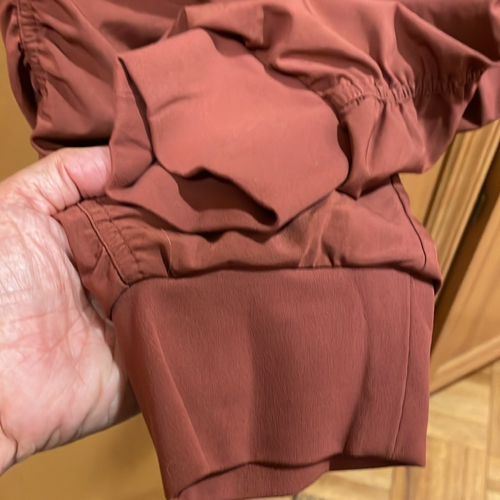 Athleta Rust Red Ruched Track Joggers - Picture 3 of 15